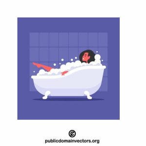 A person taking a bubble bath