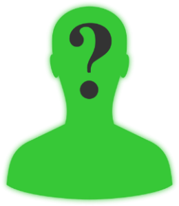 Green person silhouette with a question mark