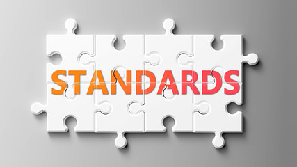 Puzzle pieces put together to create the word "Standard."