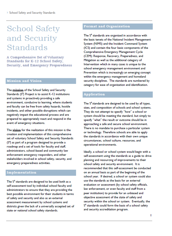 Context of School Safety and Security Standards.