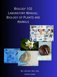 Biology 102 Laboratory Manual: Biology of Plants and Animals book cover