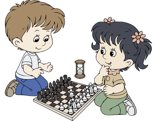 Two kids playing chess