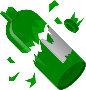 A broken glass bottle