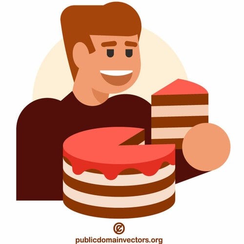 A person eating a slice of cake