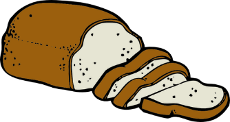 A bread loaf and slices of bread