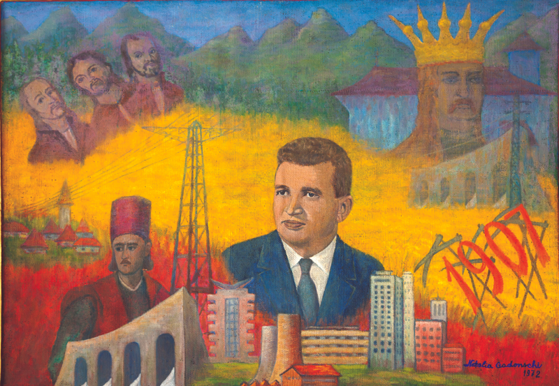 The painting "Nicolae Ceaușescu and Scenes from the History of the People."