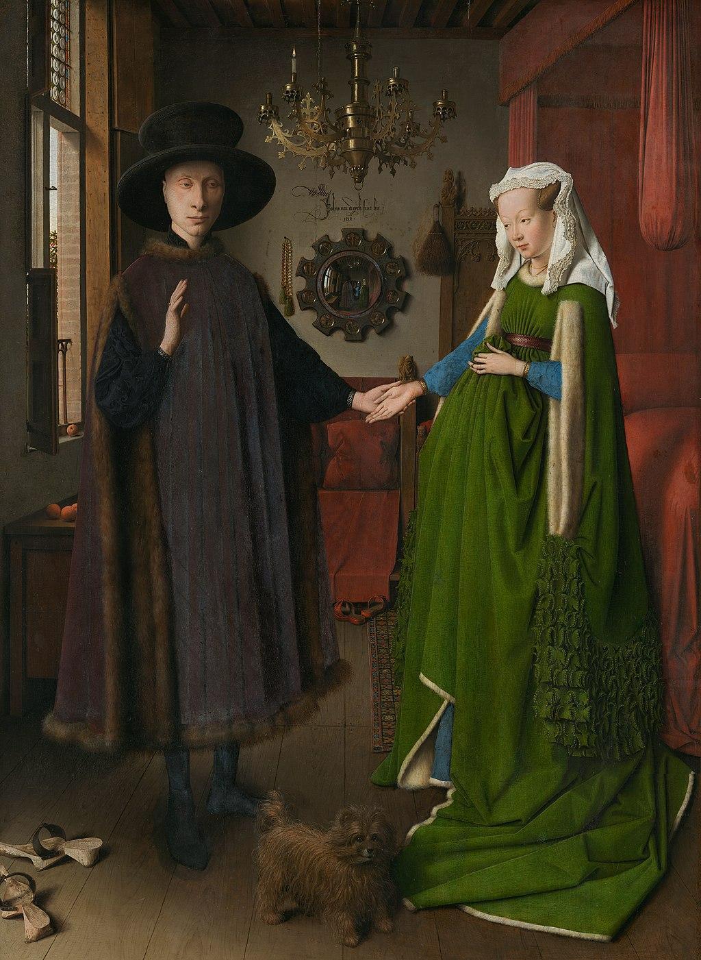 Jan van Eyck painted The Arnolfini Portrait (also referred to as the Portrait of Giovanni Arnolfini and his Wife).