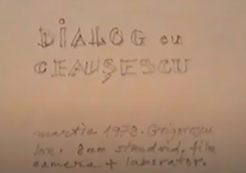 Title card for the film "Dialogue with Ceaușescu."