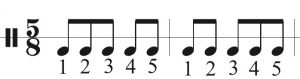 Demonstration of counting a 5/8 time signature.