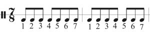 Demonstration of counting a 7/8 time signature.