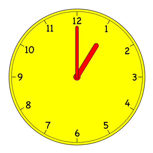 A clock showing one o'clock.