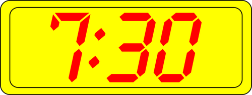 A digital clock showing 7:30.