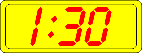 A digital clock showing 1:30.