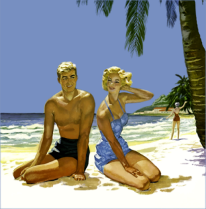 A man and a woman at the beach