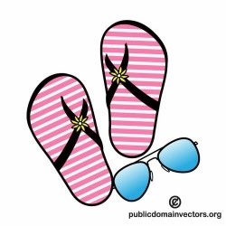 Pink and white striped flip-flops