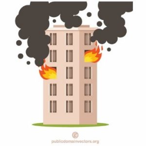A building on fire