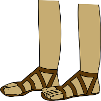 Sandals on feet